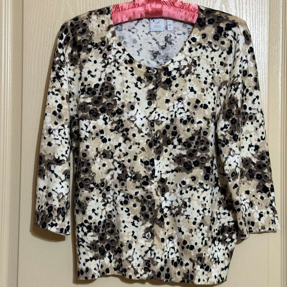 Leopard print cardi from J Jill Sz S EUC